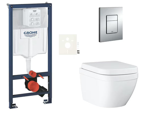 Závěsný WC set Grohe Euro Ceramic s instalačním modulem Rapid SL, tlačítkem Even a sedátkem SoftClose