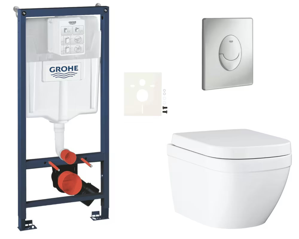 Závěsný WC set Grohe Euro Ceramic s instalačním modulem Rapid SL, tlačítkem Skate Air a sedátkem SoftClose