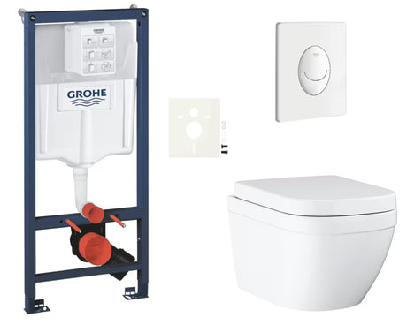 Závěsný WC set Grohe Euro Ceramic s instalačním modulem Rapid SL, tlačítkem Skate Air a sedátkem SoftClose