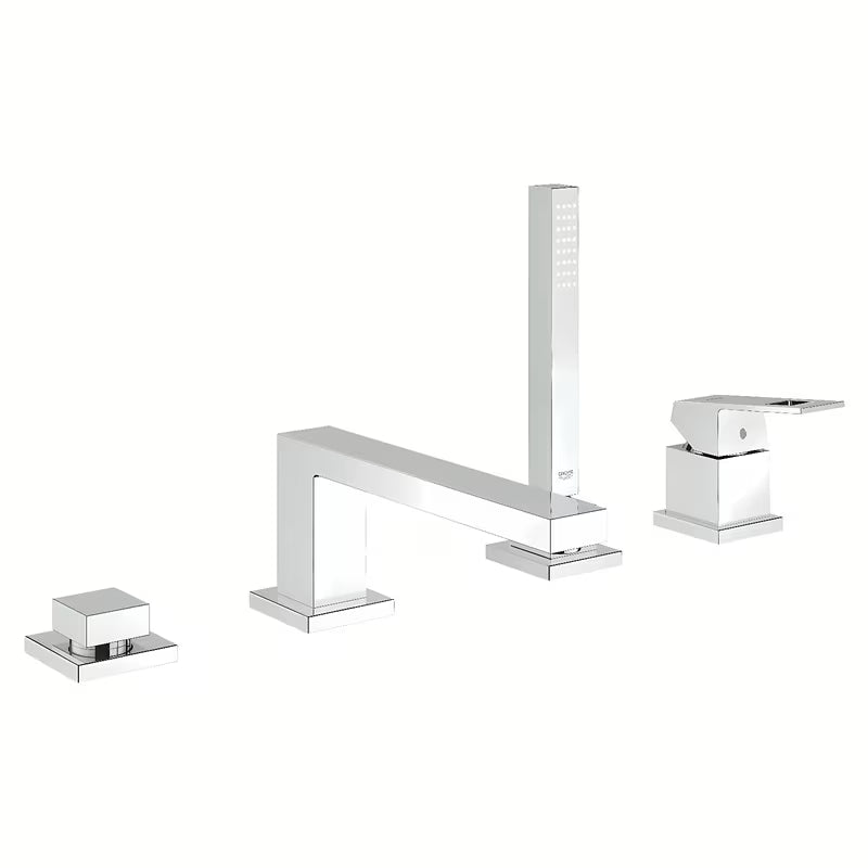 Chromová vanová baterie Grohe Eurocube se sprchovým setem a ruční sprchou Euphoria Cube+.