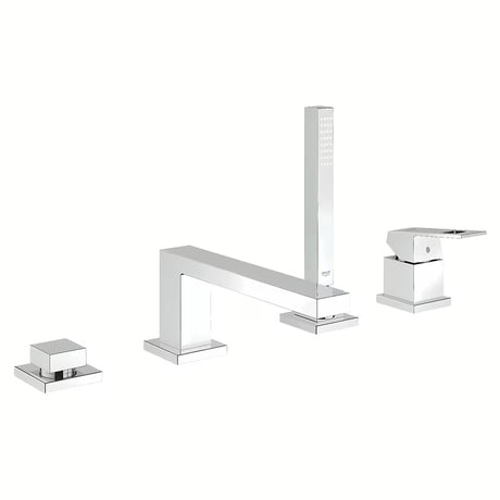 Chromová vanová baterie Grohe Eurocube se sprchovým setem a ruční sprchou Euphoria Cube+.