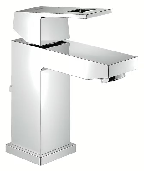 Chromová umyvadlová baterie Grohe Eurocube s pákovým ovládáním a výpustí.