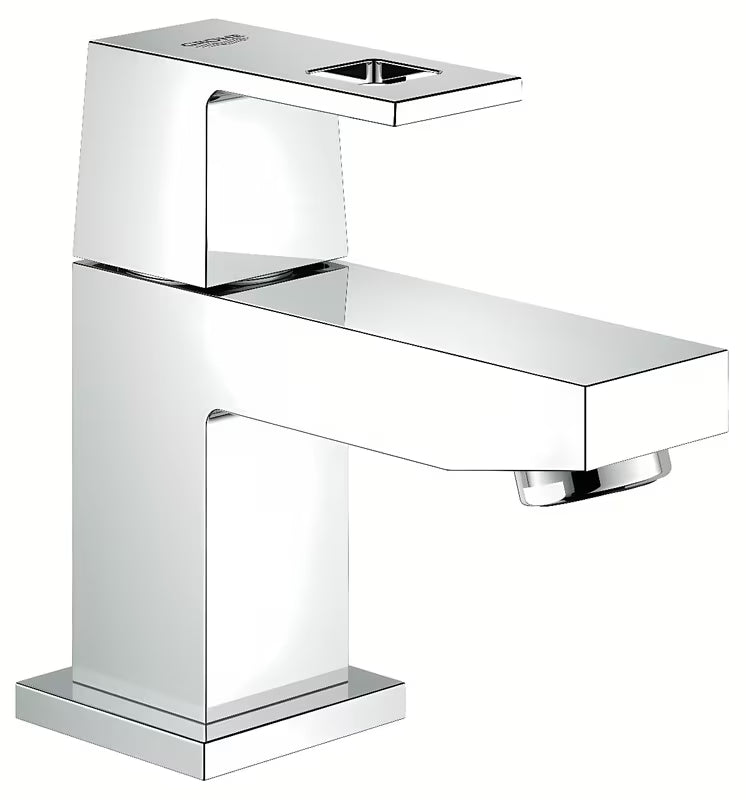 Kromirana armatura za umivalnik Grohe Eurocube z varčnim pretokom Grohe EcoJoy in perlatorjem SpeedClean.