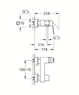 Chromová páková nástěnná sprchová baterie Grohe Eurocube v hranatém designu