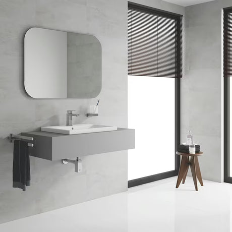Chromová páková umyvadlová baterie Grohe Eurocube s hranatým designem a technologií Grohe EcoJoy