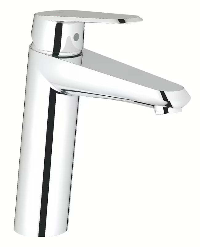 Chromová umyvadlová baterie Grohe Eurodisc Cosmopolitan s pákovým ovládáním a hladkým tělem bez výpusti.