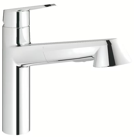 Chromová dřezová baterie Grohe Eurodisc Cosmopolitan s vytahovací sprškou a otočnou výpustí