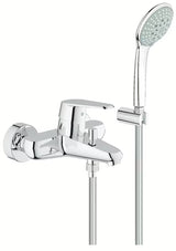Chromová nástěnná vanová baterie Grohe Eurodisc se sprchovým setem