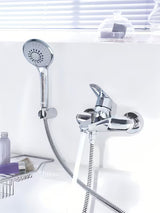 Chromová nástěnná vanová baterie Grohe Eurodisc se sprchovým setem