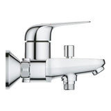 Chromová nástěnná vanová baterie Grohe Euroeco s pákovým ovládáním a přepínačem vana sprcha