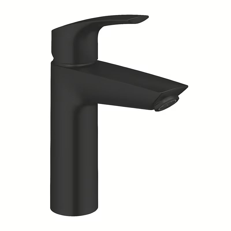 Matně černá páková umyvadlová baterie Grohe Eurosmart bez výpusti pro jednootvorovou montáž.