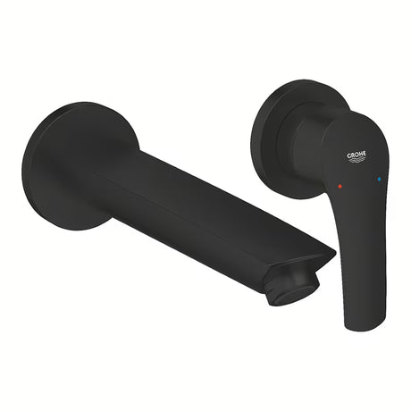 Podomítková umyvadlová baterie Grohe Eurosmart v matné černé pro nástěnnou montáž.