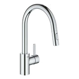 Chromová dřezová baterie Grohe Eurosmart Cosmopolitan s vysokou otočnou výpustí a vytahovací sprškou