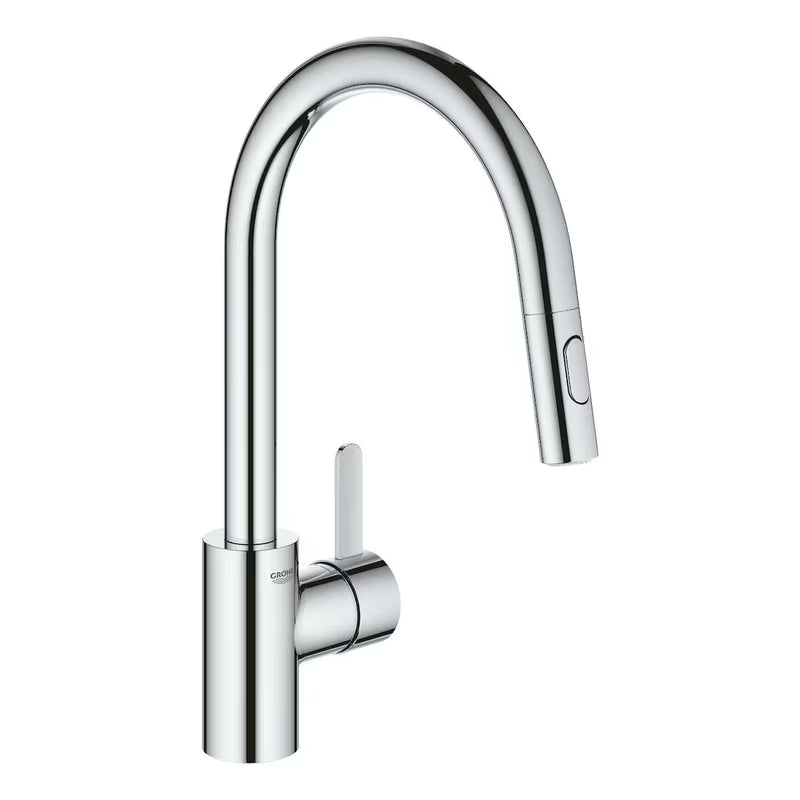Chromová dřezová baterie Grohe Eurosmart Cosmopolitan s vysokou otočnou výpustí a vytahovací sprškou
