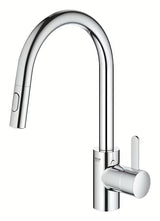 Chromová dřezová baterie Grohe Eurosmart Cosmopolitan s vysokou otočnou výpustí a vytahovací sprškou