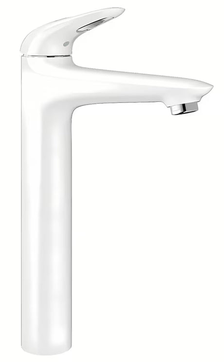 Vysoká páková umyvadlová baterie Grohe Eurostyle New v provedení Moon White pro volně stojící umyvadla.