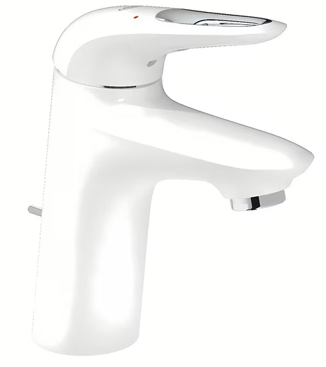 Páková umyvadlová baterie Grohe Eurostyle New s výpustí v povrchové úpravě Moon White.