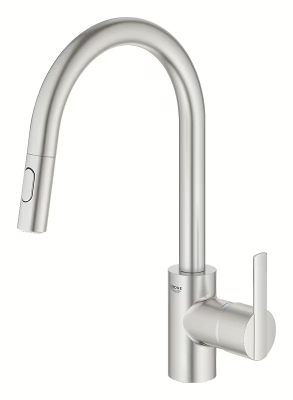 Miješalica za Sudoper Grohe Feel u izvedbi supersteel s visokim zakretnim izljevom i izvlačnim tušem
