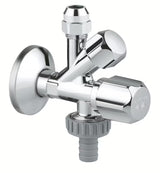 Rohový ventil Grohe pro nástěnnou instalaci se zpětnou klapkou a kovovou rozetou.