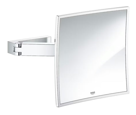 Kosmetické zrcátko Grohe Selection Cube v chromu s 3× zvětšením a nástěnnou montáží se skrytým upevněním.
