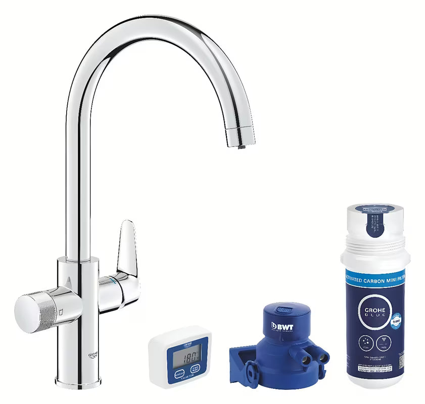 Kromirana armatura za pomivalno korito Grohe Blue Pure 2022 z ločeno ročico pro filtrirano vodo