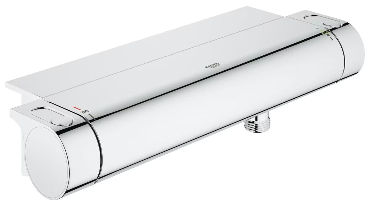 Chromová termostatická sprchová baterie Grohe Grohtherm 2000 s poličkou EasyReach pro pohodlné ovládání.