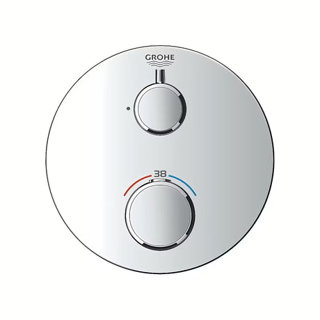 Podomítková termostatická sprchová baterie Grohe Grohtherm v chromovém provedení s bezpečnostní pojistkou SafeStop.