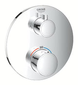 Podomítková termostatická sprchová baterie Grohe Grohtherm v chromovém provedení pro hlavovou i ruční sprchu.