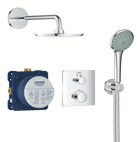 Podomítkový sprchový set Grohe Grohtherm Perfect v chromu s hlavovou sprchou 210 mm a ruční sprchou