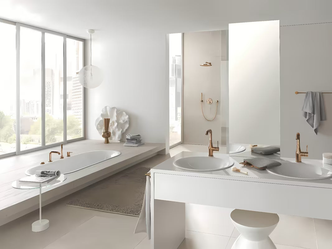 Podomítková termostatická sprchová baterie Grohe Grohtherm SmartControl ve variantě warm sunset s ovládáním SmartControl