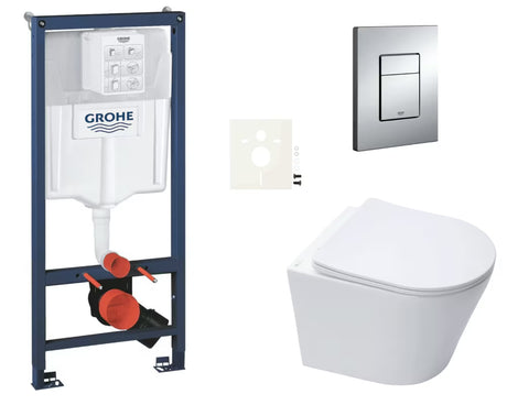 Závěsný WC set SAT Infinitio s instalačním systémem Grohe Rapid SL, nádržkou a ovládacím tlačítkem Even