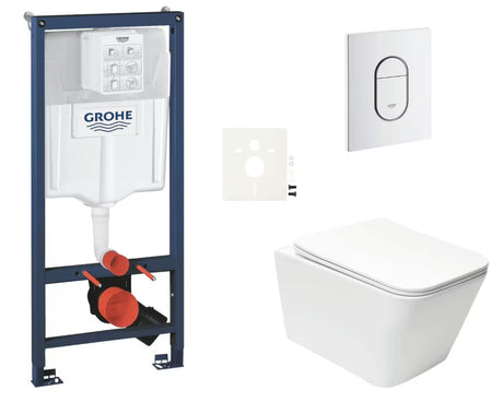 Závěsný WC set SAT Infinitio s instalačním systémem Grohe Rapid SL a ovládacím tlačítkem Arena Cosmopolitan