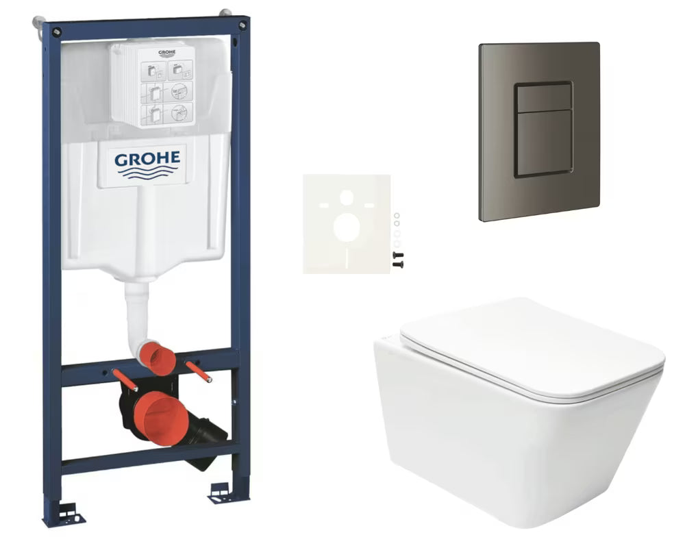 Závěsný WC set SAT Infinitio s instalačním systémem Grohe Rapid SL, nádržkou a ovládacím tlačítkem
