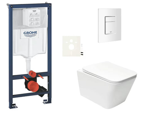 Závěsný WC set SAT Infinitio s instalačním systémem Grohe Rapid SL, nádržkou a tlačítkem Skate Cosmopolitan