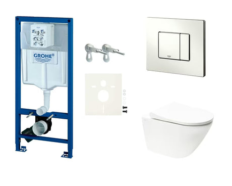 Závěsný WC set Vitra Integra s modulem Grohe Rapid SL, nádržkou, tlačítkem a WC sedátkem
