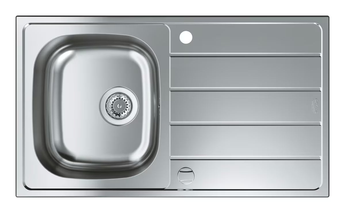 Nerezový kuchyňský dřez Grohe K200 s odkapávačem pro montáž na pracovní desku, saténový povrch