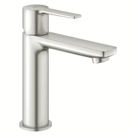 Páková stojánková umyvadlová baterie Grohe Lineare v provedení supersteel s odtokem clic-clac