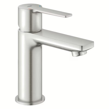 Umyvadlová páková baterie Grohe Lineare v provedení supersteel s clic-clacem a krátkou výpustí