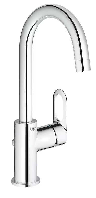 Vysoká páková umyvadlová baterie Grohe BauLoop v chromu s otočnou výpustí a ovládáním odtoku