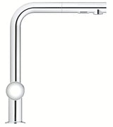 Chromová dřezová baterie Grohe Minta s vysokou L výpustí a vytahovací sprškou