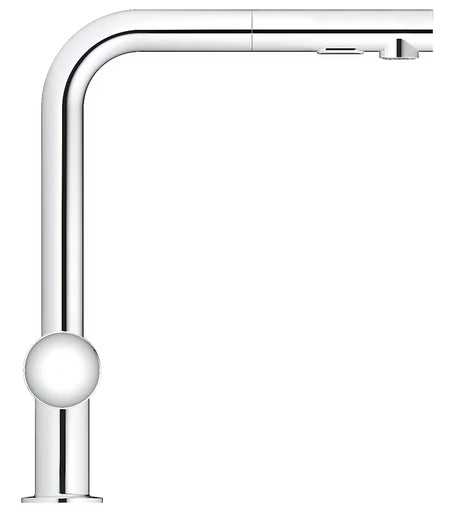 Chromová dřezová baterie Grohe Minta s vysokou L výpustí a vytahovací sprškou