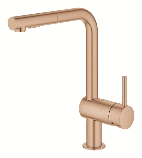 Grohe Minta dřezová páková baterie warm sunset s otočnou L výpustí a vytahovací sprškou