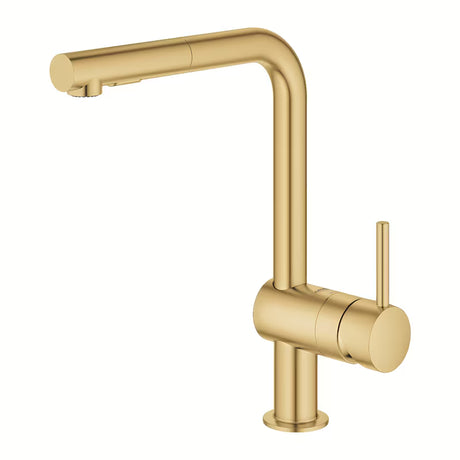 Grohe Minta páková dřezová baterie s otočnou výpustí a vytahovací duální sprškou v cool sunrise brushed.