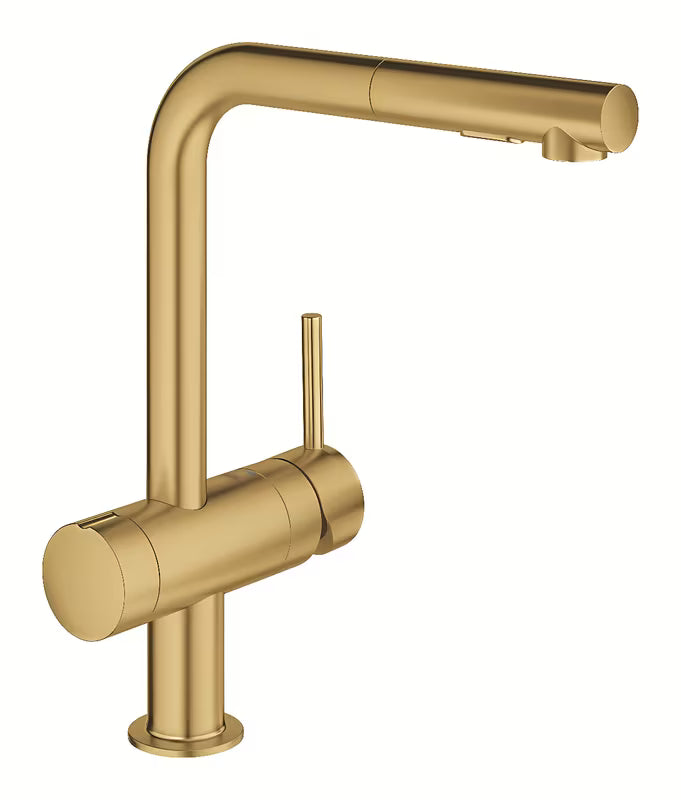 Grohe Minta páková dřezová baterie s vytahovací duální sprškou v provedení cool sunrise brushed.