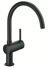 Grohe Minta páková dřezová baterie s vysokou C výpustí v černé matné povrchové úpravě Velvet Black.