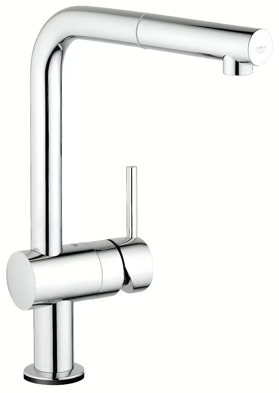 Chromová senzorová dřezová baterie Grohe Minta Touch s otočnou L-výpustí a vytahovacím perlátorem