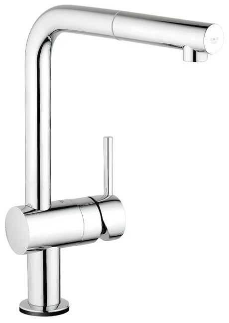 Chromová senzorová dřezová baterie Grohe Minta Touch s otočnou L-výpustí a vytahovacím perlátorem
