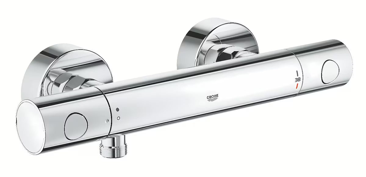 Chromová termostatická sprchová baterie Grohe Precision Get pro nástěnnou montáž s bezpečnostní pojistkou SafeStop.