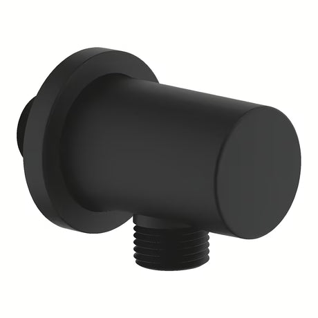 Podomítkový vývod Grohe Rainshower s kulatou rozetkou v barvě phantom black.
