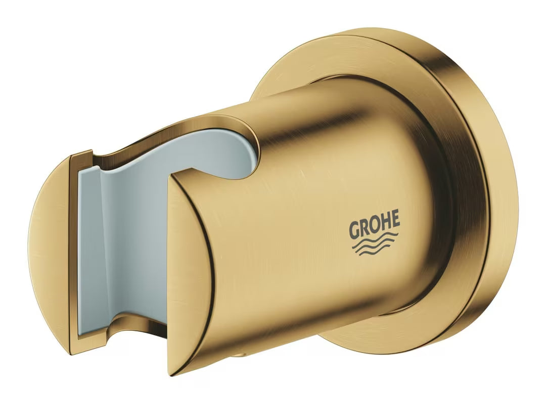 Nástěnný pevný držák ruční sprchy Grohe Rainshower s kruhovou rozetkou v povrchu Brushed Cool Sunrise.